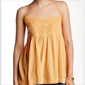 Free People Blackbird Strappy babydoll Cami in Mango size L NWOT